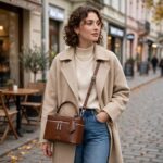 Елегантна кросбоди чанта от висококачествена еко кожа Alex & Mia в кафяв цвят – код: CD9842 MD Style